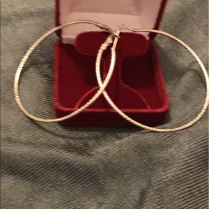 3 inch silver rope design earrings