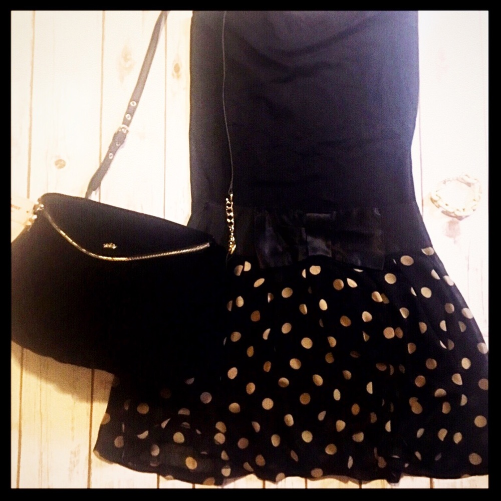 Funky People polka dot mini skirt, size L, NWOT.