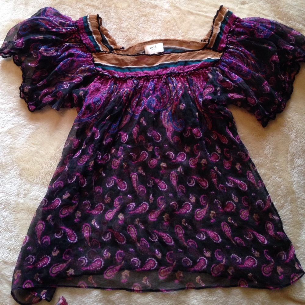 ECI New York Mesh Paisley Top