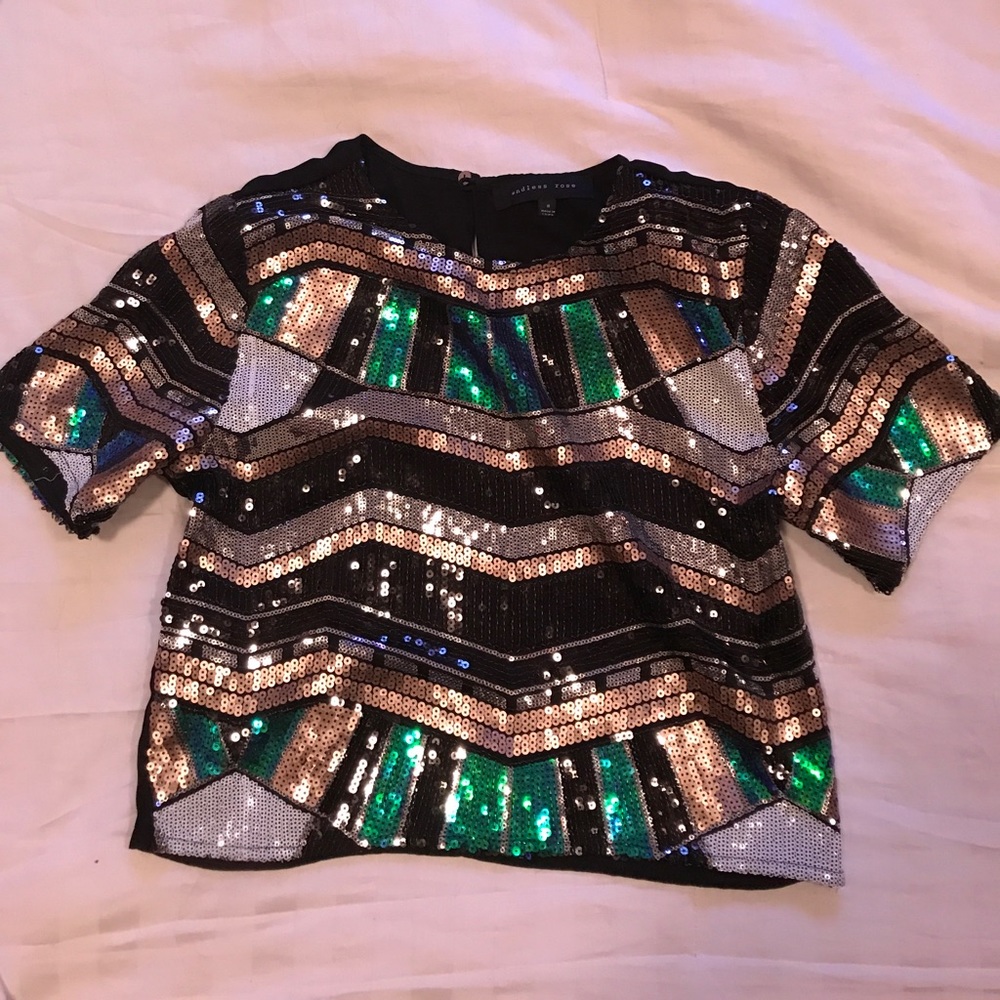 Sequin short sleeve shirt