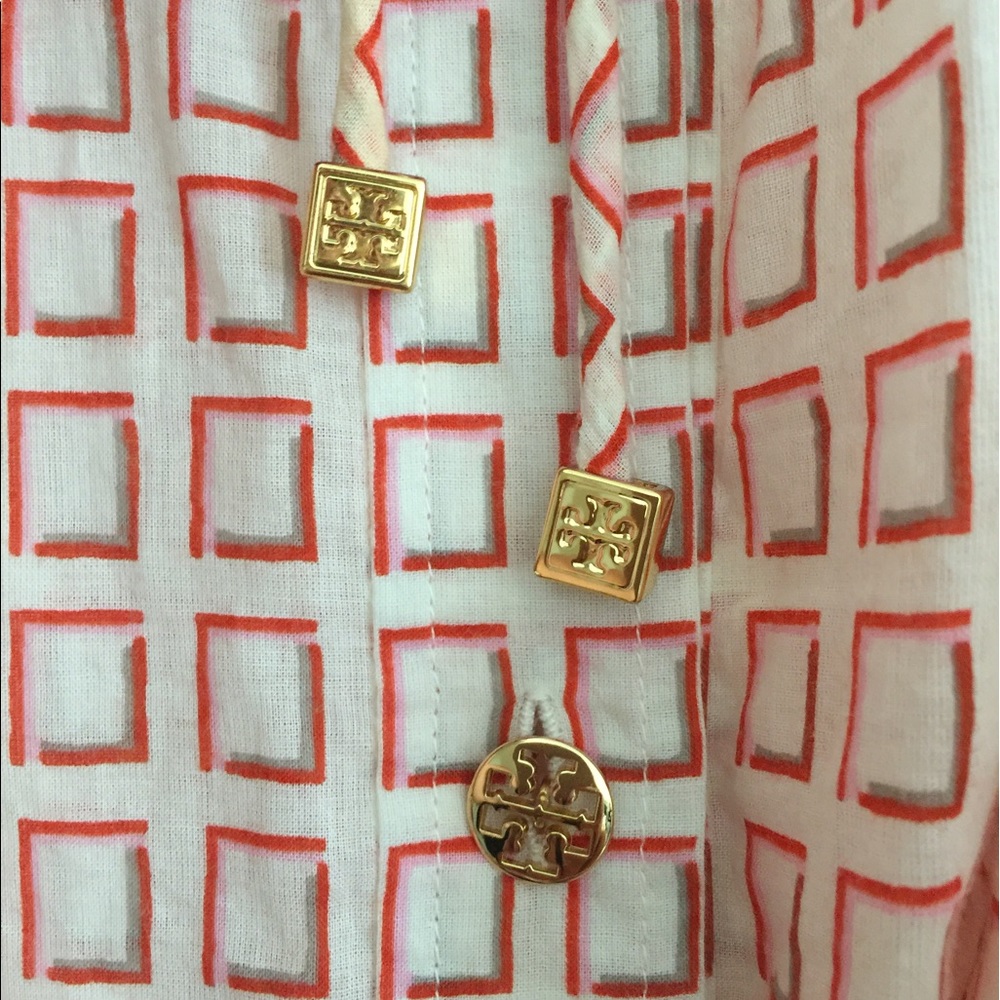 Tory Burch swim cover up collared shirts tie