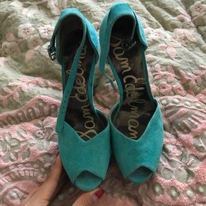 Sam Edelman turquoise suede/ leather high heels
