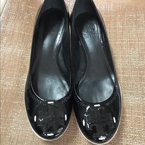 Tory Burch patent wedges