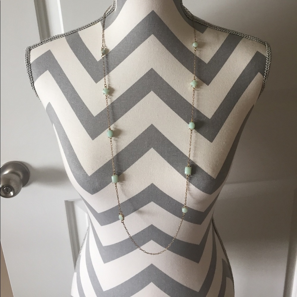 Mint and Gold Single Strand Necklace