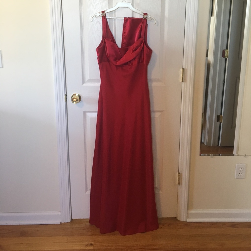 Red prom dress or Evening gown with sash
