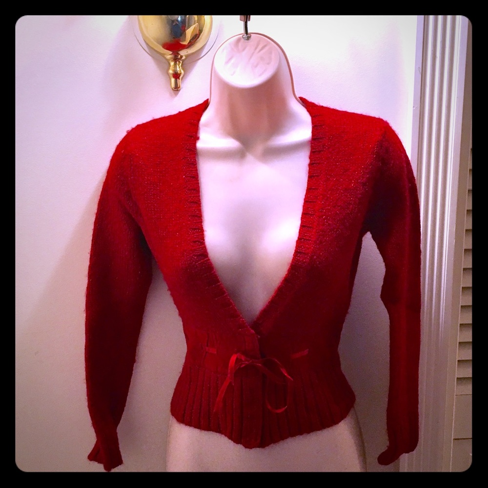 Red cardigan