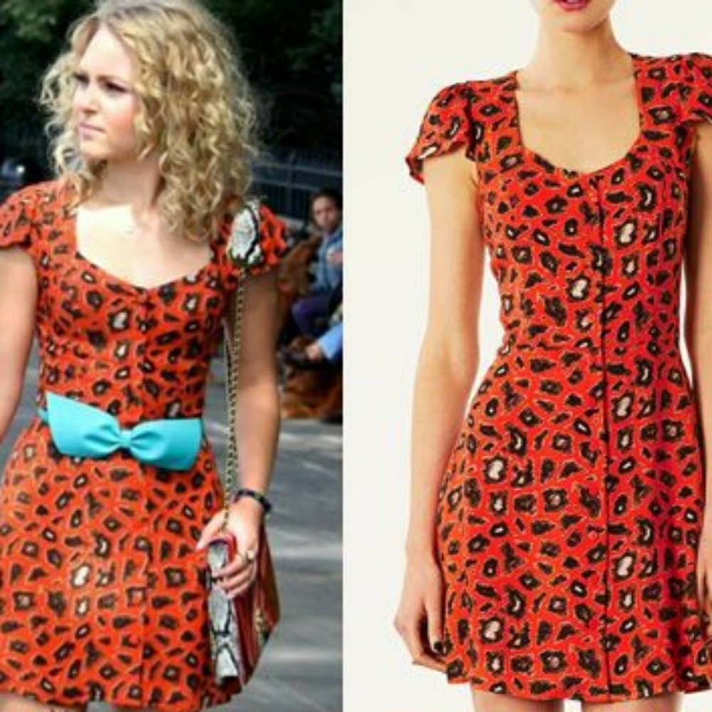 Carrie Diaries Animal Print Button Dress (10P)