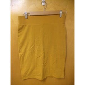 Knee-Length Cotton Pencil Skirt- Mustard Yellow