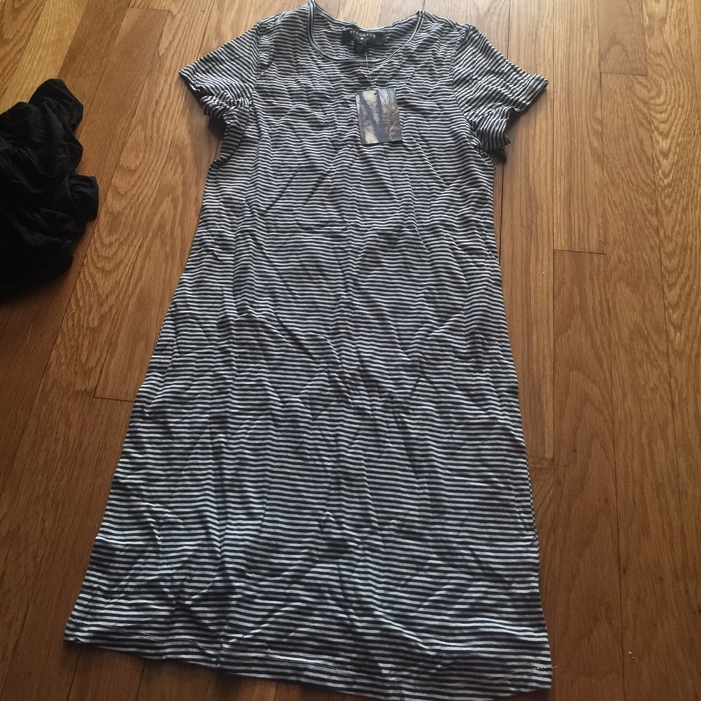 Blue and white striped dress