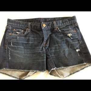 Jcrew dark wash jean shorts.