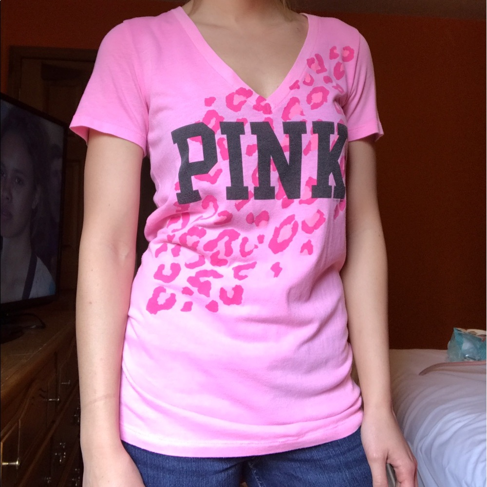 Victoria's Secret pink shirt sleeve tee.