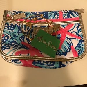 Lilly Pulitzer Makeup Case and Gold Bracelets