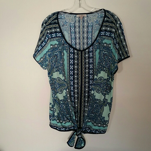 Roz & Ali Tops - Printed tie bottom top