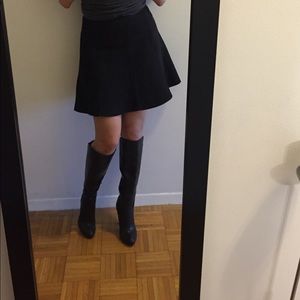 Black high heel leather boots