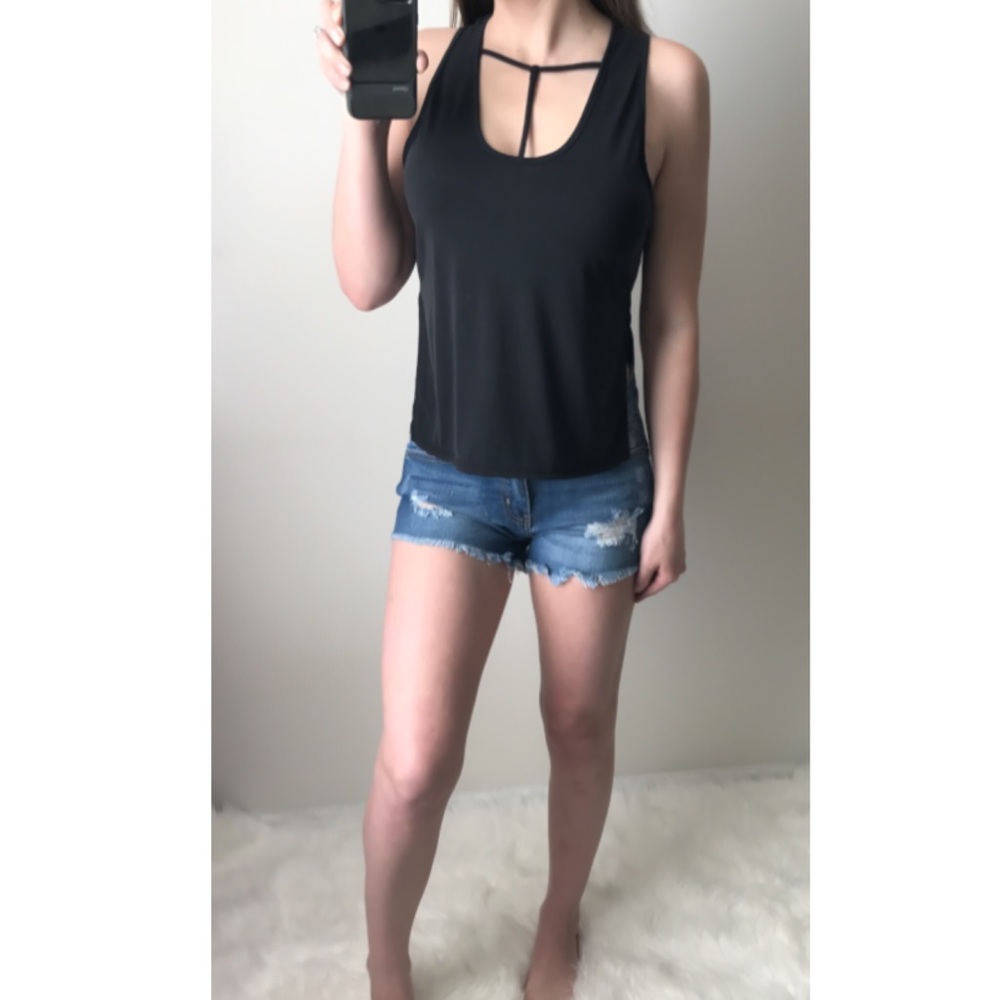 HANNAH Black T-bar Tank Top