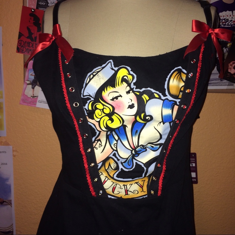 Lucky 13 pinup rockabilly sailor dress size small