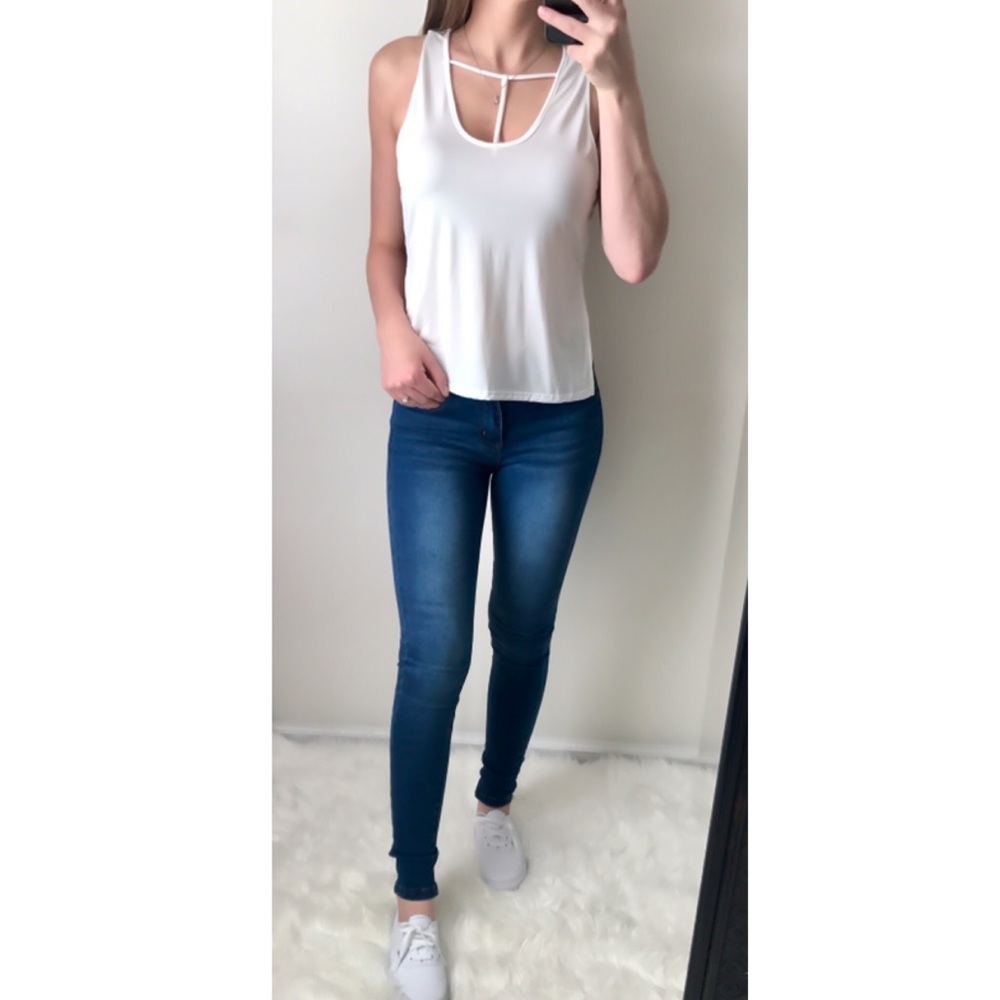 HANNAH White T-Bar Tank Top