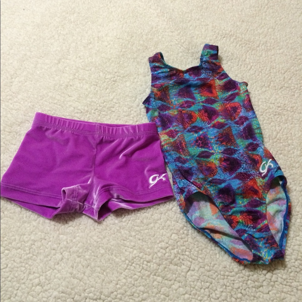 Girls Leotard and gymnastics shorts