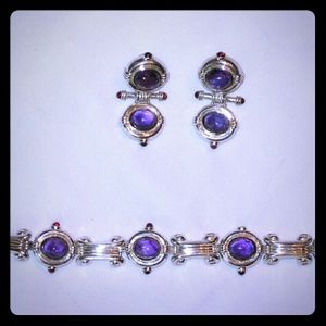 Amethyst Garnet Earrings and a Bracelet