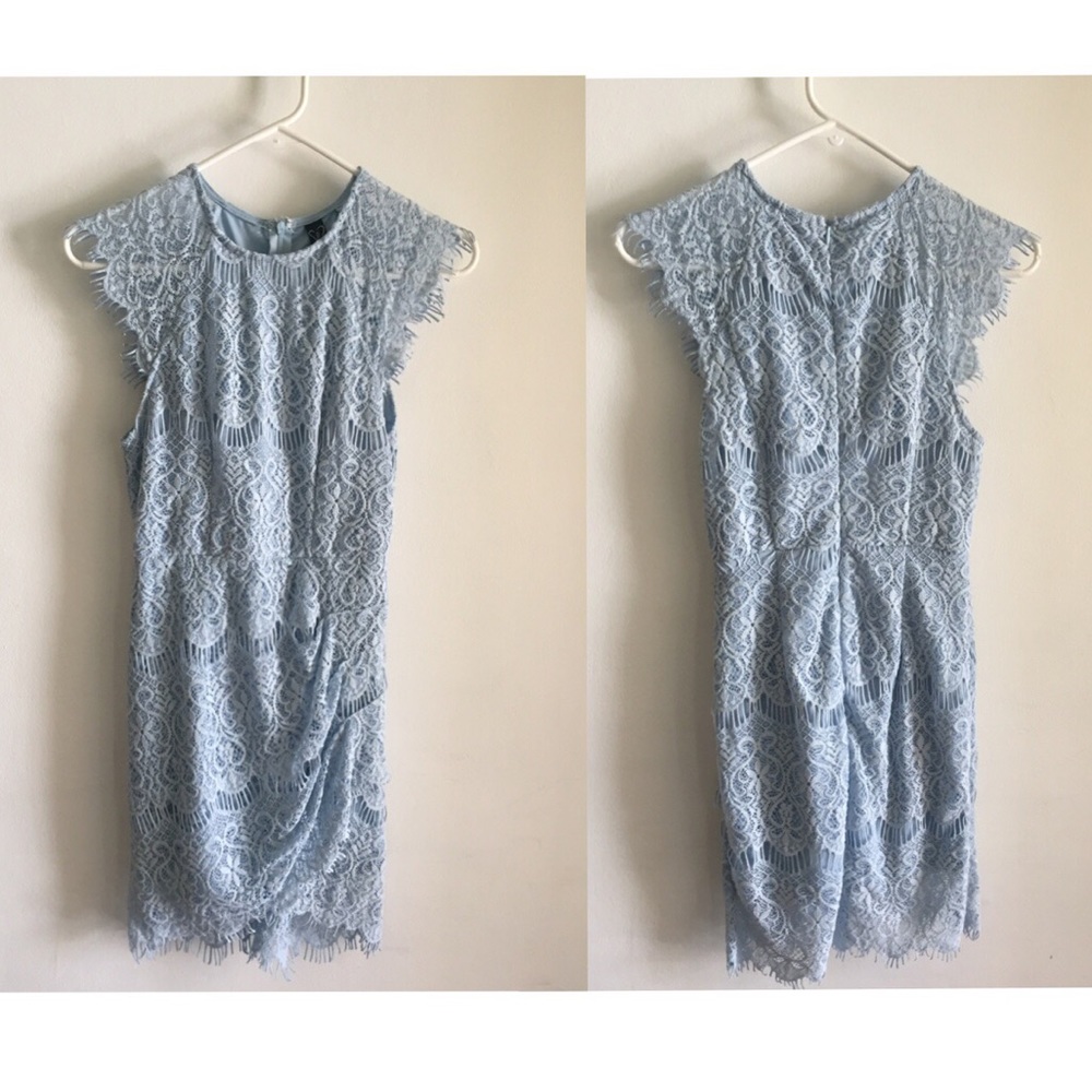 light blue lace bodycon dress