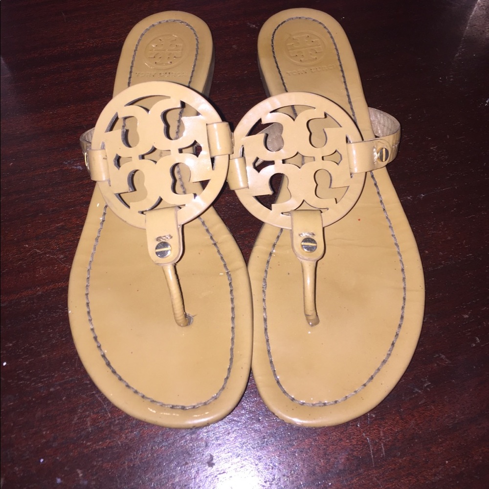 Tory Burch Patent Leather Tan Miller Sandals