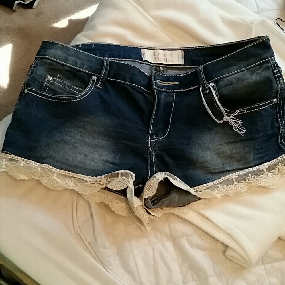 Almost Famous Jean shorts with lace! Size 9