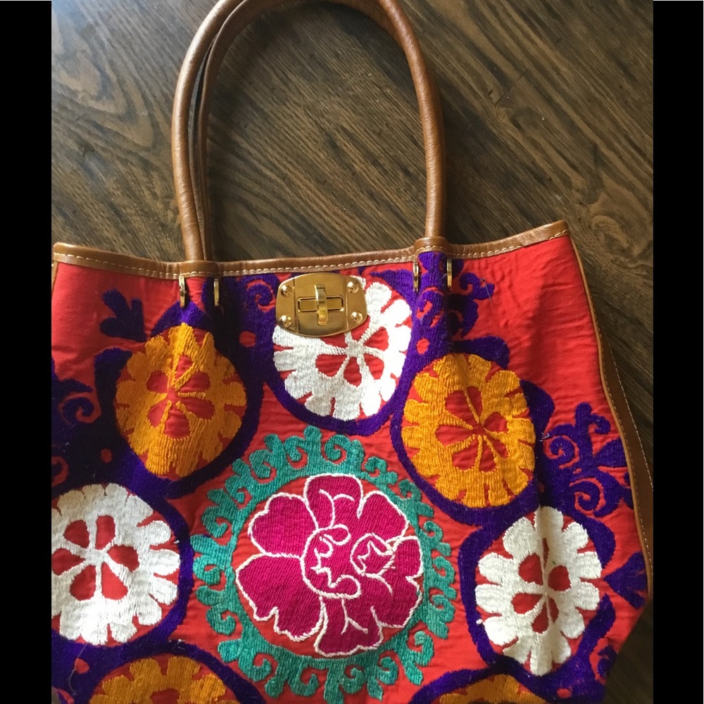 One of a kind handmade Kilim leather bag.