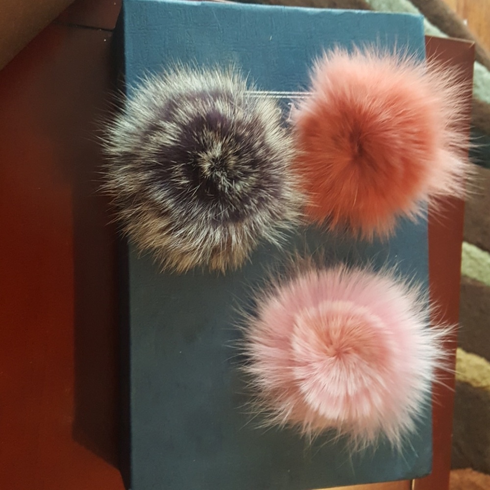 Genuine fox fur lapel pins