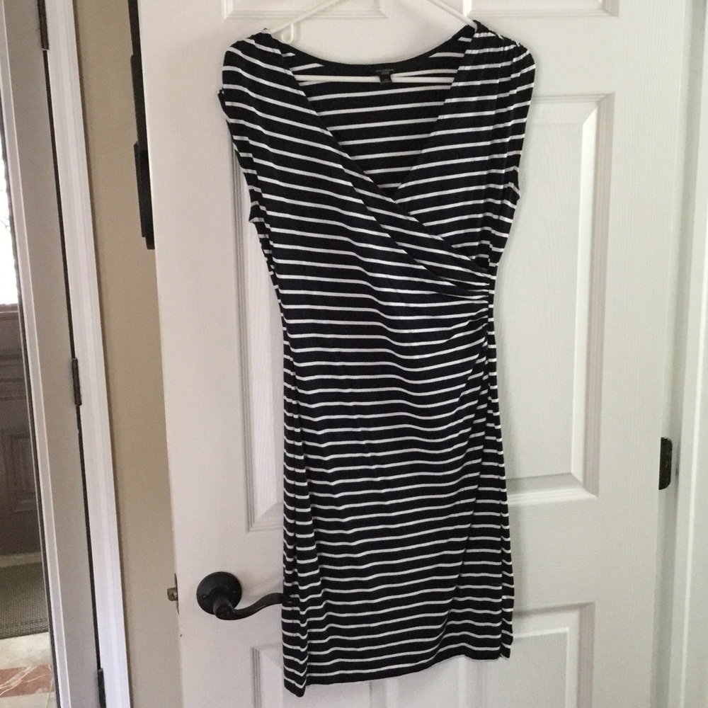 SALE⚡️Navy and White stripe wrap style dress