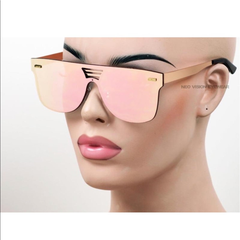 NYS Metal Flat Top Lens Pink Mirror Gold Frame