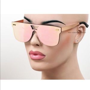 NYS Metal Flat Top Lens Pink Mirror Gold Frame