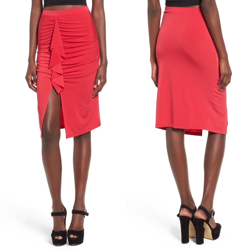 Leith Skirt with front slit and flamenco ruffle
