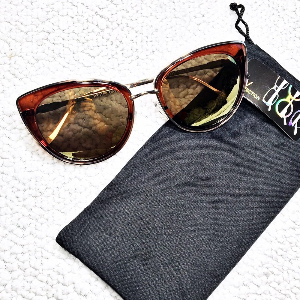 🎉HP🎉 Amber Cat Eye Sunnies Mirrored Lens - Picture 2 of 3