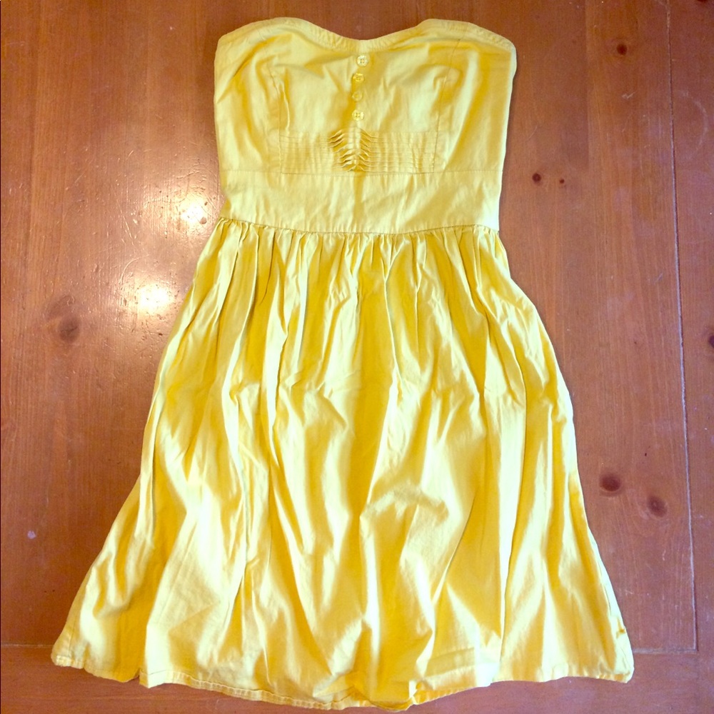 Yellow Strapless Summer Sun Dress
