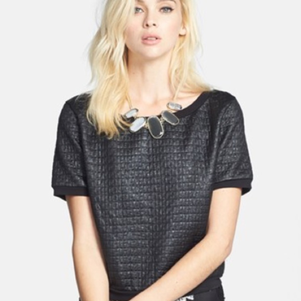 Coated Textured Crop Sweatshirt