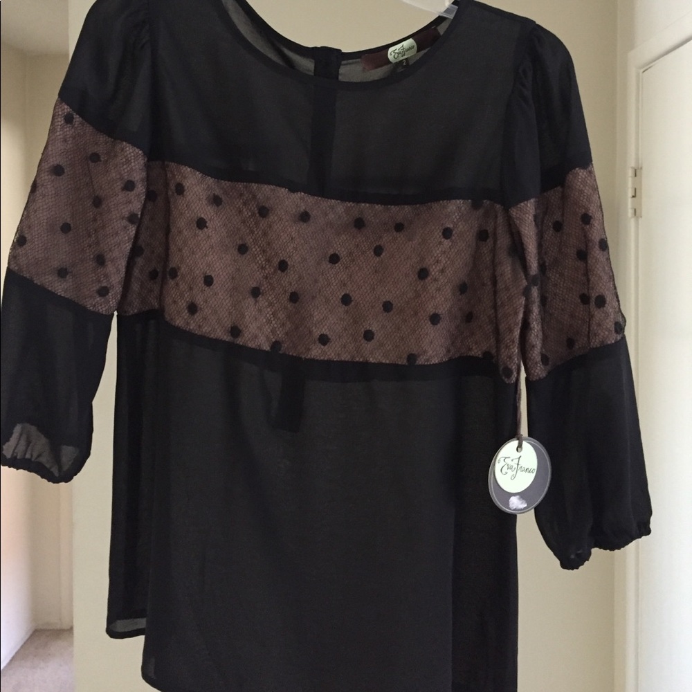 Eva Franco Black sheer blouse