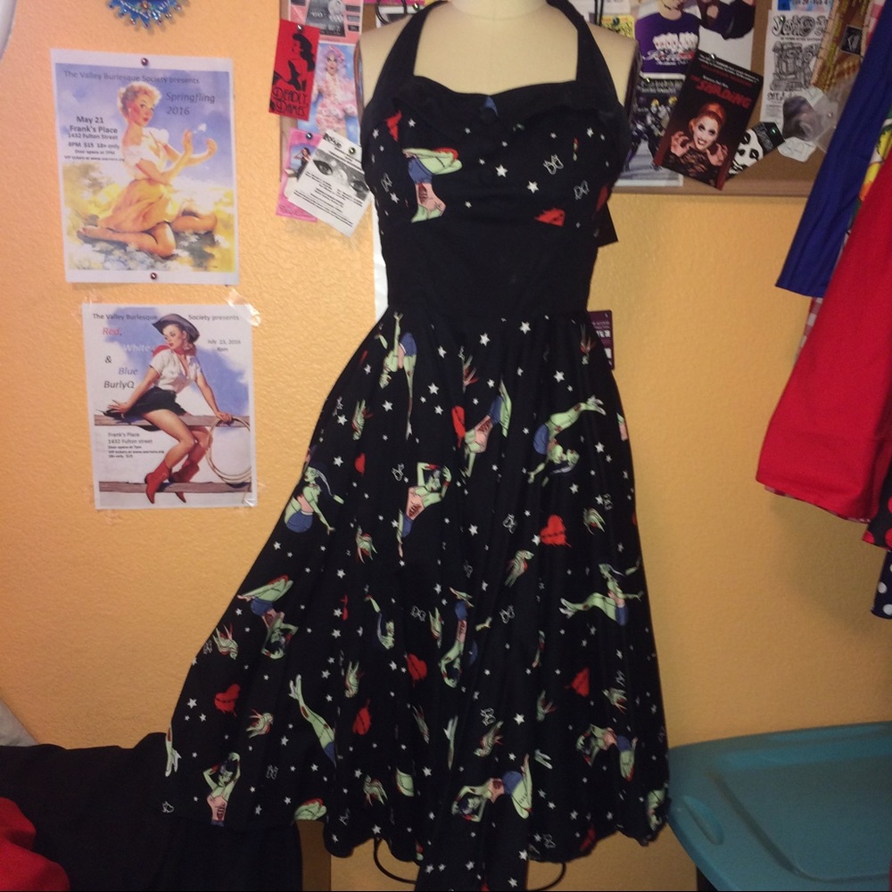 Hell Bunny pinup zombie rockabilly swing dress xs