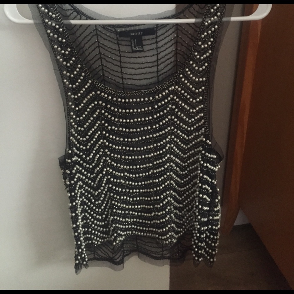 Sheer beaded tank top