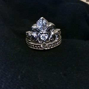Silver crown ring
