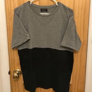 Zara Man Gray and Black Short Sleeved T-Shirt