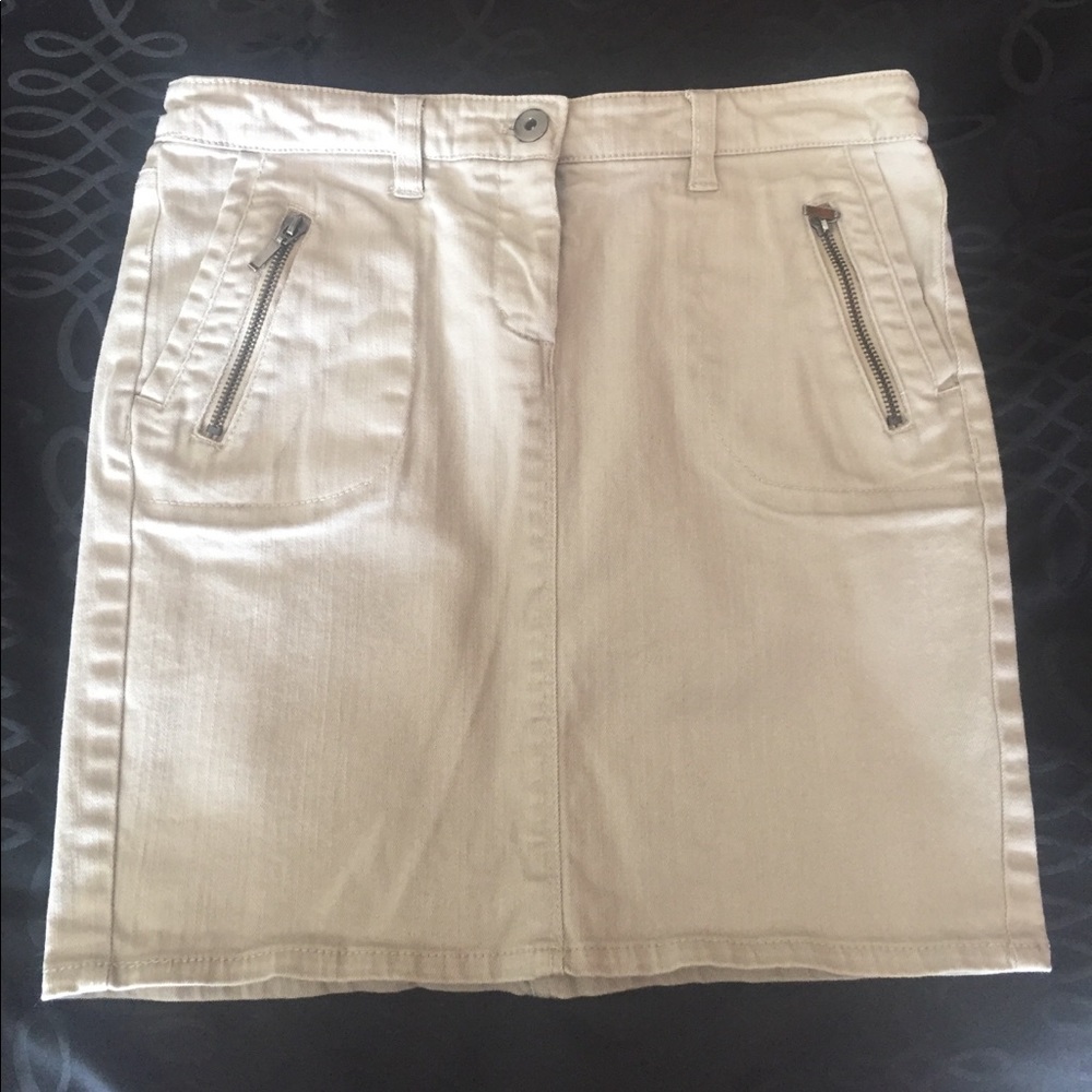 Tan jean mini skirt