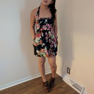 Floral Halter Dress with Pockets