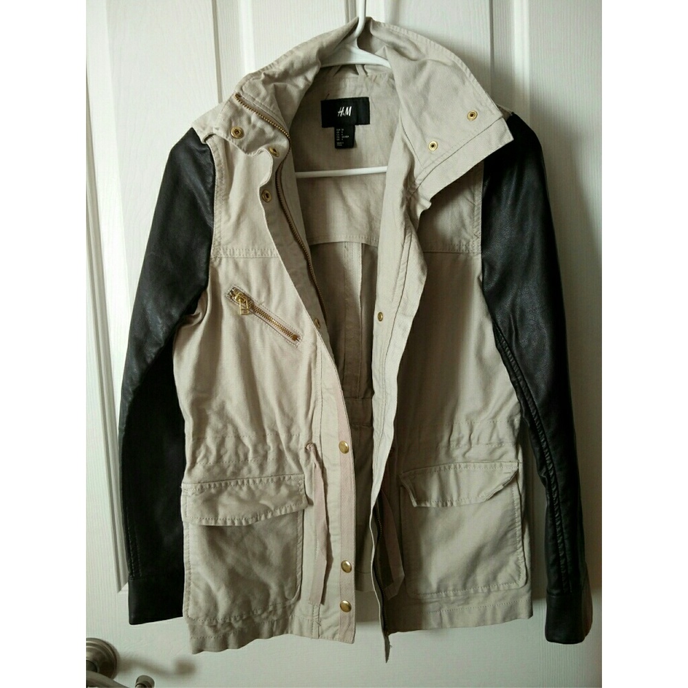 H&M Utility Leather Sleeve Jacket