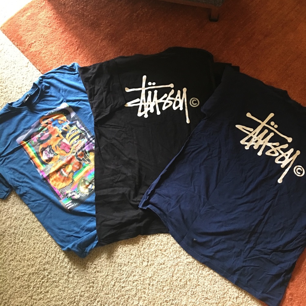 3 XL Men's Stussy Shirts - 2 brand new, 1 worn 1x