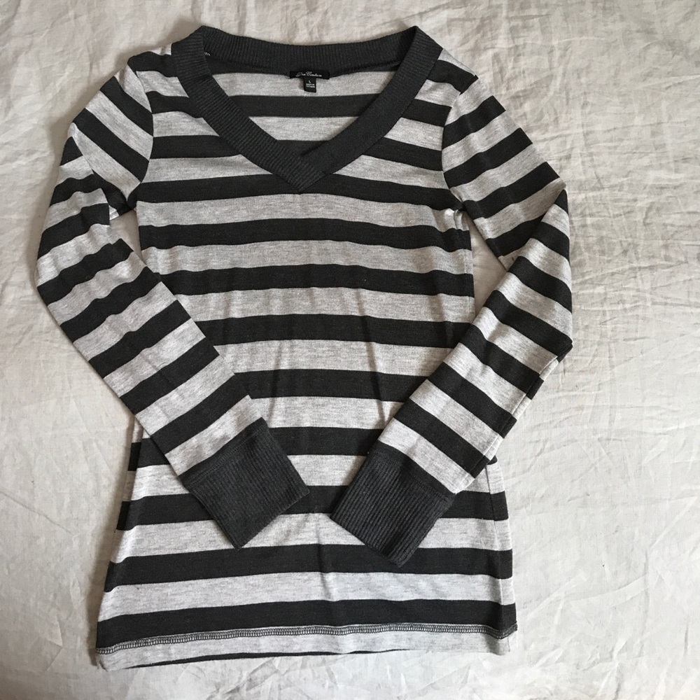 Grey striped long sleeve shirt