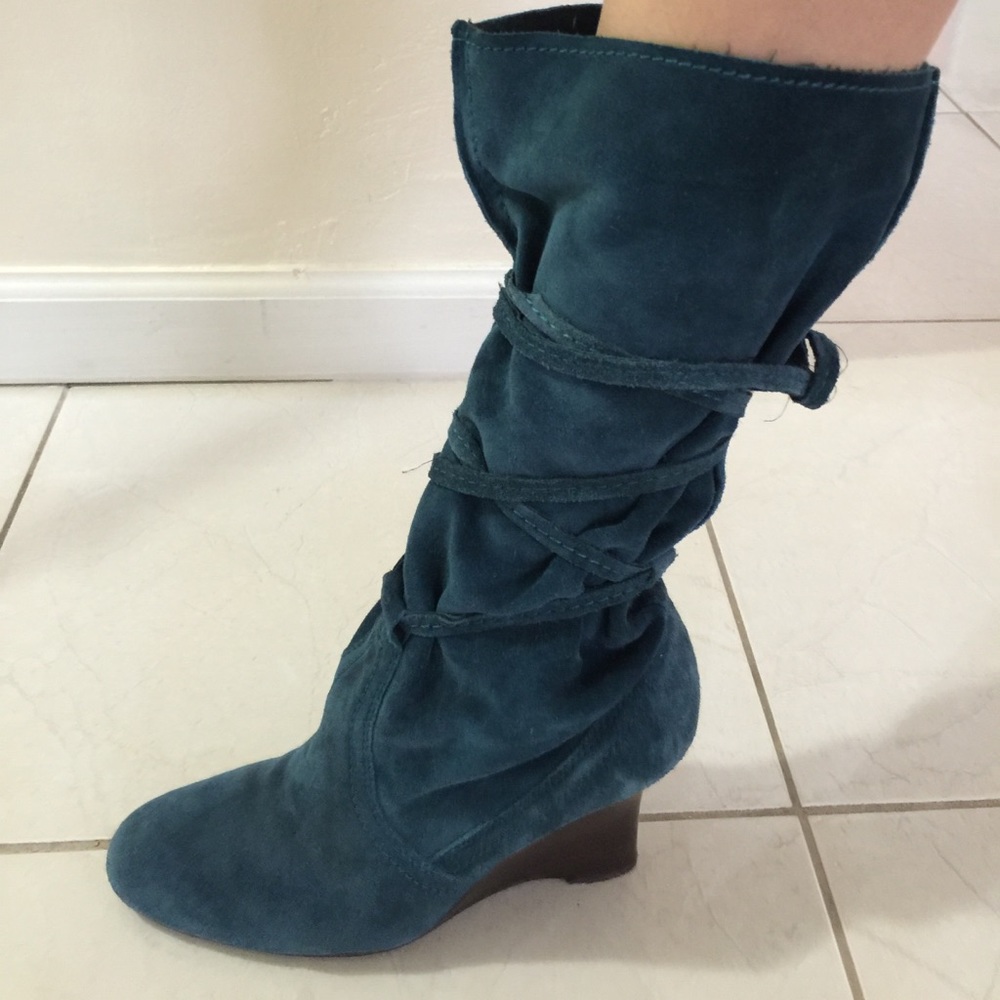 🎉Beautiful Teal, Wedge Heel Nine West Boots 🎉