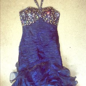 Blue high low mermaid formal dress