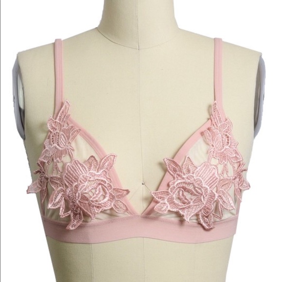 Pink floral mesh bralette - Picture 3 of 4