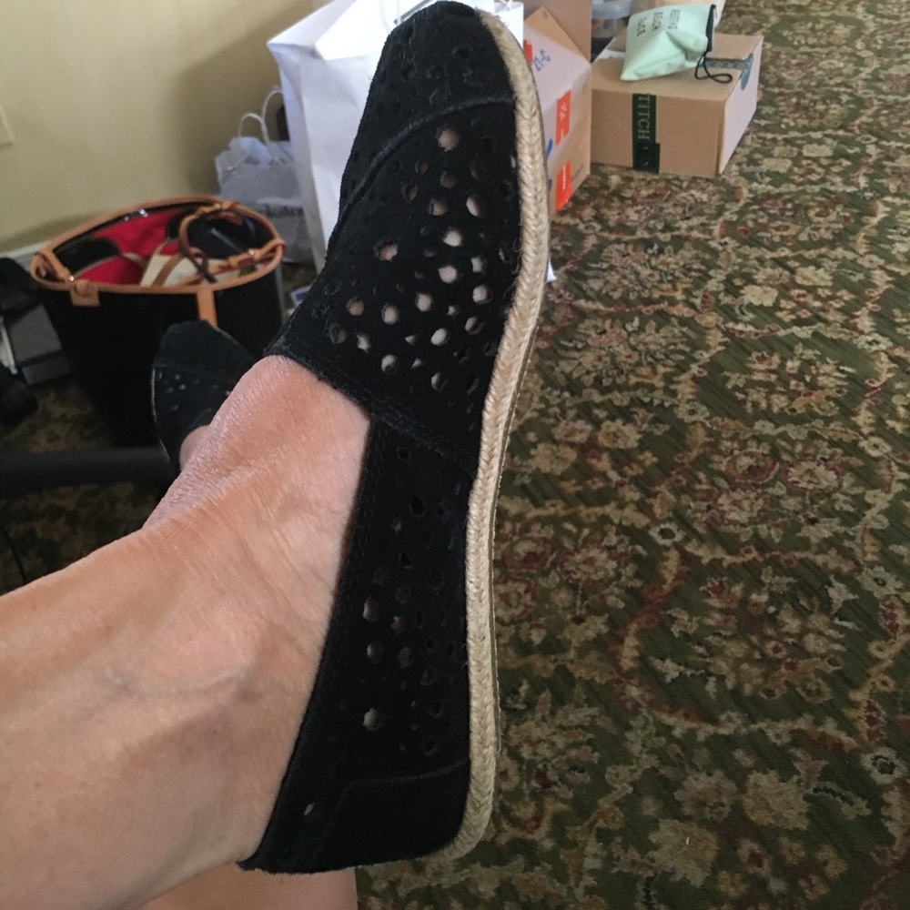 Black Toms with cut out holes