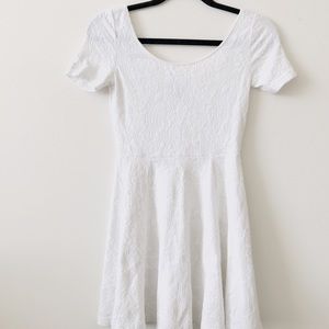 H&M Textured white skater dress
